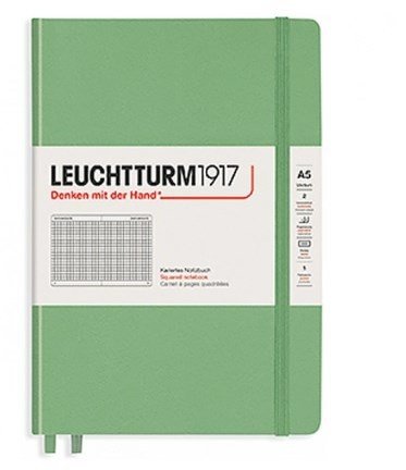 Записная книжка Leuchtturm A5 (в клетку) 251 стр., твердая обложка, пастельно-зеленая