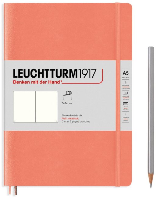Записная книжка Leuchtturm А5 (нелинованная), 123 стр., мягкая обложка, персиковая