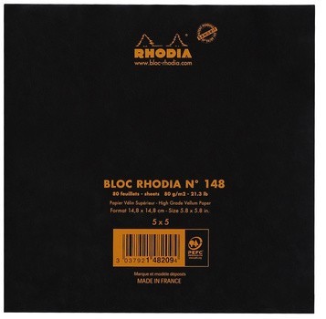 Блокнот Rhodia Basics 14,8х14,8, клетка, 80 г, черный Блокнот Rhodia Basics 14,8х14,8, клетка, 80 г, черный