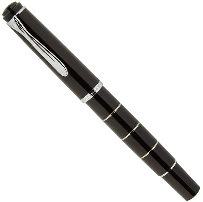 Перьевая ручка Pelikan Elegance Classic Rings M215, черный/серебристый, подарочная коробка