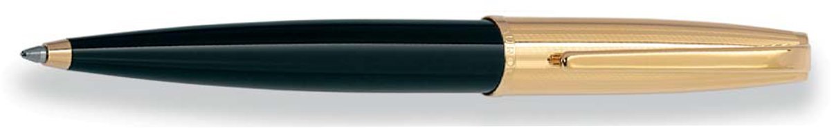 Ручка шариковая Aurora Style, черная смола, позолота с рисунком