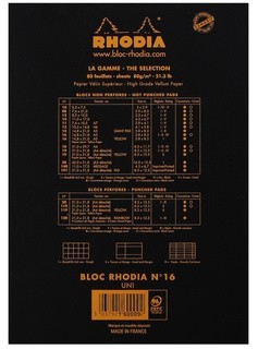 Блокнот Rhodia Basics №16, A5, без линовки, 80 г, черный Блокнот Rhodia Basics №16, A5, без линовки, 80 г, черный