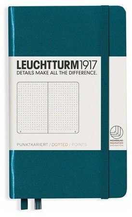 Записная книжка Leuchtturm A6 (нелинованная), 187 стр., твердая обложка, тихоокеански-зеленая