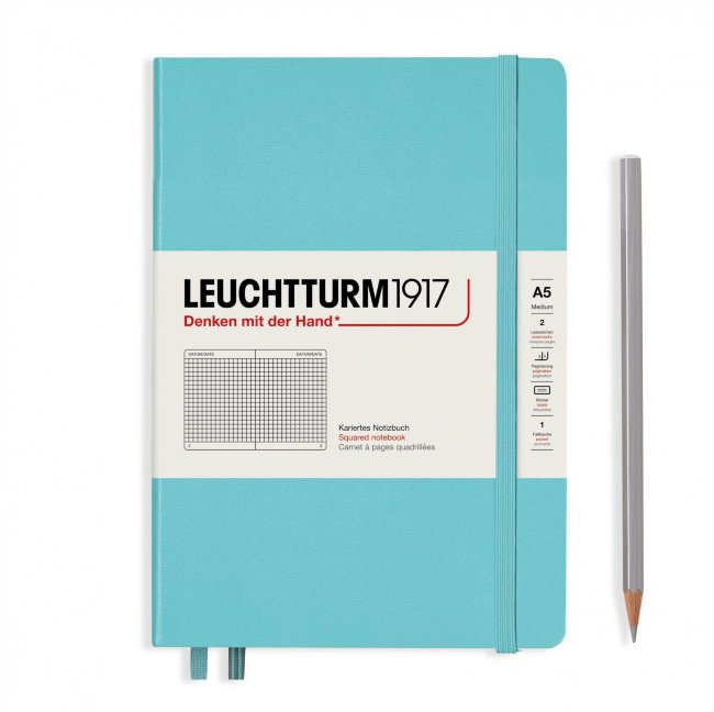 Записная книжка Leuchtturm Rising Colours А5 (в клетку), 251 стр., твердая обложка, бирюзовая