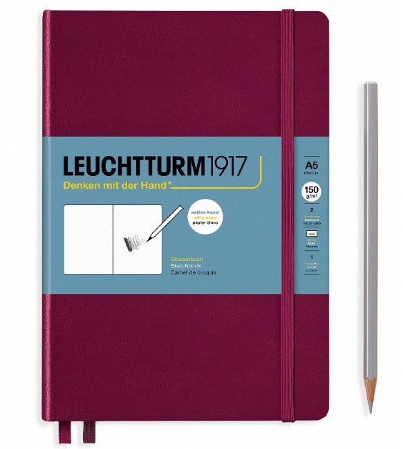Скетчбук Leuchtturm А5, 150г/м2, 112 стр., твердая обложка, винный