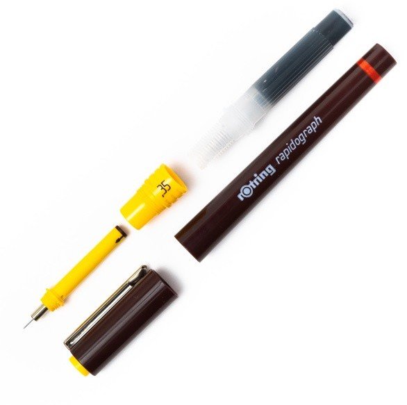 Рапидограф Rotring 1903477 0.35мм съемный пишущий узел, сменный картридж Рапидограф Rotring 1903477 0.35мм съемный пишущий узел, сменный картридж