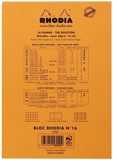 Блокнот Rhodia Basics №16, A5, без линовки, 80 г, оранжевый