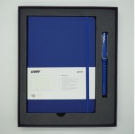 Комплект: Ручка-роллер Lamy Safari Синий, Записная книжка, мягкий переплет, А5, синий