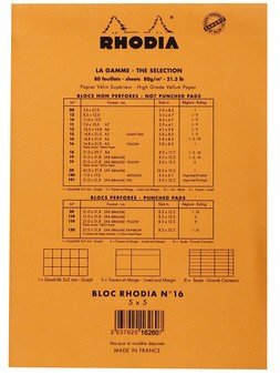 Блокнот Rhodia Basics YELLOW №16, A5, клетка, 80 г, оранжевый, желтая бумага Блокнот Rhodia Basics YELLOW №16, A5, клетка, 80 г, оранжевый, желтая бумага