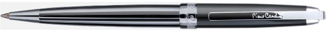 Шариковая ручка Pierre Cardin Progress черный лак, корпус полосатый хром Шариковая ручка Pierre Cardin Progress черный лак, корпус полосатый хром