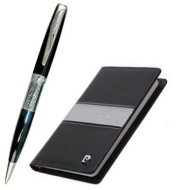 Набор Pierre Cardin шариковая ручка Secret черный лак, хром и записная книжка