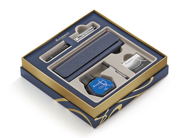 Набор Waterman Expert 3 Deluxe Black CT ручка перьевая + чехол Набор Waterman Expert 3 Deluxe Black CT ручка перьевая + чехол