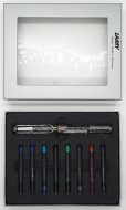 Комплект: Ручка перьевая Lamy Safari прозрачный, картриджи разных цветов 8 шт. 