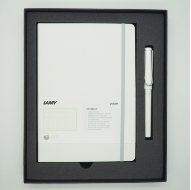 Комплект: Ручка-роллер Lamy Safari Белый, Записная книжка, мягкий переплет, А5, белый