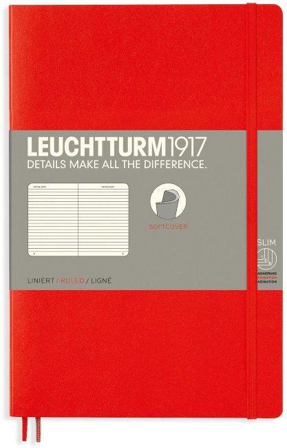Записная книжка Leuchtturm Paperback В6+ (в линейку), 123 стр., мягкая обложка, красная Записная книжка Leuchtturm Paperback В6+ (в линейку), 123 стр., мягкая обложка, красная