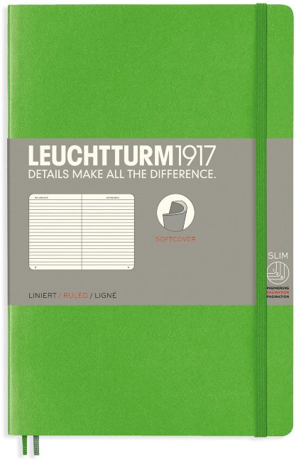 Записная книжка Leuchtturm Paperback В6+ (в линейку), 123 стр., мягкая обложка, насыщенно-зеленая