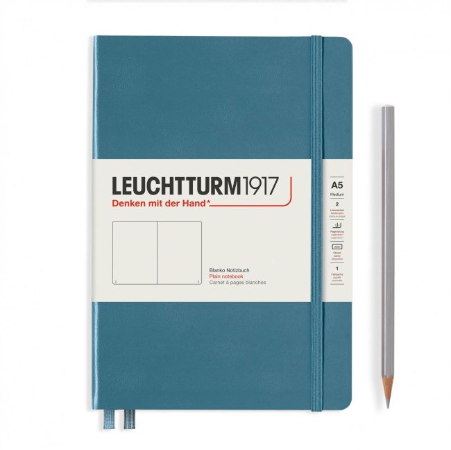 Записная книжка Leuchtturm Rising Colours А5 (нелинованная), 251 стр., твердая обложка,  голубой камень
