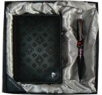 Набор Pierre Cardin шариковая ручка Libra и обложка для паспорта черная