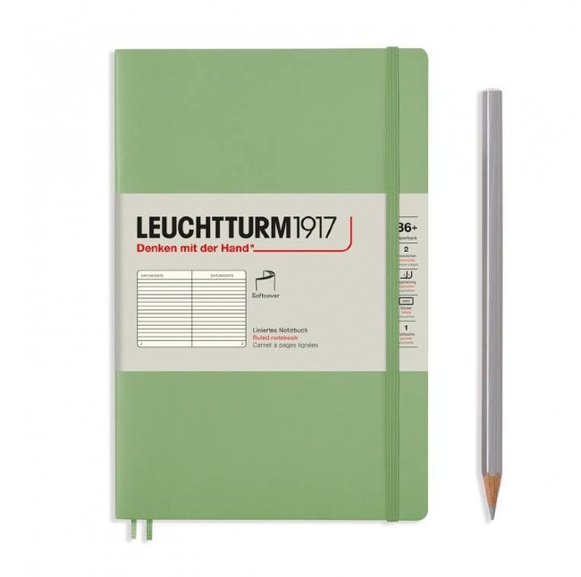 Записная книжка Leuchtturm Paperback В6+ (в линейку), 123 стр., мягкая обложка, пастельно-зеленая