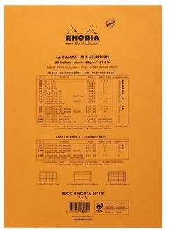 Блокнот Rhodia Basics №18, A4, клетка, 80 г, оранжевый Блокнот Rhodia Basics №18, A4, клетка, 80 г, оранжевый