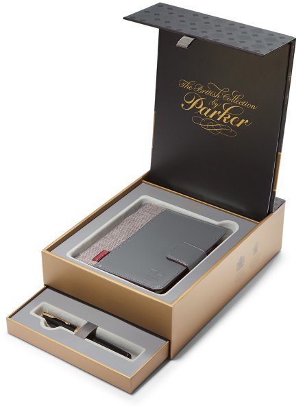 Набор: органайзер и ручка перьевая Parker Sonnet F530, LaqBlack GT Набор: органайзер и ручка перьевая Parker Sonnet F530, LaqBlack GT