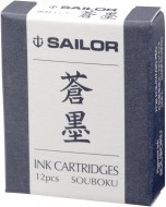 Картриджи пигментные д/пер ручки SAILOR Souboku, Сине-черный, 12 шт.