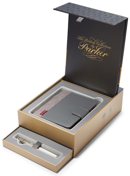 Набор: органайзер и ручка перьевая Parker Sonnet F540, Pearl Metal PGT Набор: органайзер и ручка перьевая Parker Sonnet F540, Pearl Metal PGT