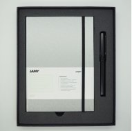 Комплект: Ручка-роллер Lamy Al-star Черный, Записная книжка, твердый переплет, А5, черный