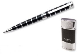 Набор Pierre Cardin шариковая ручка Progress и пьезо зажигалка черный лак, хром