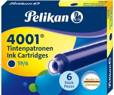 Картридж для ручек перьевых Pelikan INK 4001 TP/6, Royal Blue, 6 шт