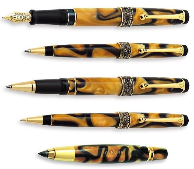 Набор Aurora Africa: перьевая, шариковая ручка, ручка-роллер, механический карандаш и Sketch Pen