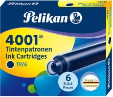 Картридж для ручек перьевых Pelikan INK 4001 TP/6, Blue-Black, 6 шт