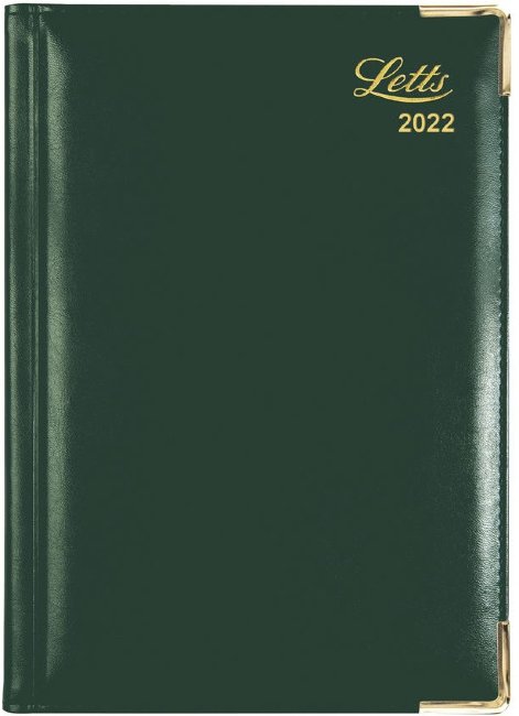 Ежедневник Letts LEXICON (PU) A5, белые страницы позолоченный срез, зеленый