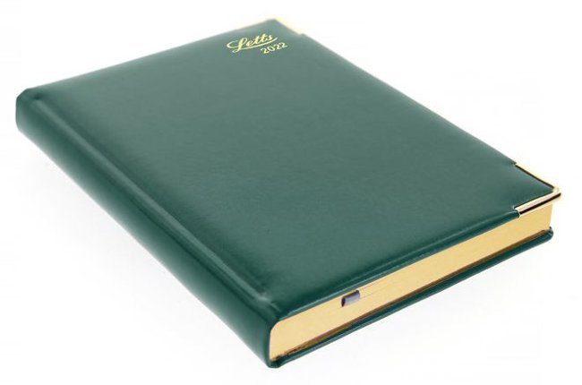 Ежедневник Letts LEXICON (PU) A5, белые страницы позолоченный срез, зеленый