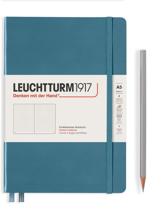 Записная книжка Leuchtturm Rising Colours А5 (в точку), 123 стр., мягкая обложка, голубой камень