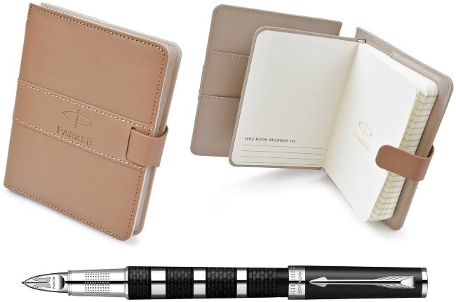 Подарочный набор: записная книжка и ручка 5й пишущий узел Parker Ingenuity L Black Rubber&Metal