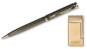 Набор Pierre Cardin шариковая ручка Tresor и кремниевая зажигалка позолота, гравировка
