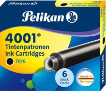 Картридж для ручек перьевых Pelikan INK 4001 TP/6, Brilliant Black, 6 шт