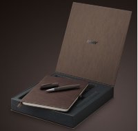 Лимитированный подарочный набор: Ручка перьевая Lamy 2000, темно-коричневая с золотым пером, записная книжка и книга