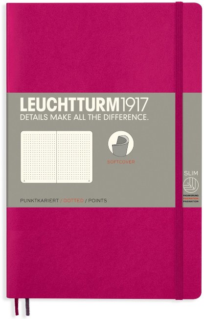Записная книжка Leuchtturm Paperback В6+ (в точку), 123 стр., мягкая обложка, фуксия