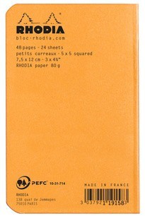 Тетрадь Rhodia Classic, A7, клетка, 80 г, оранжевый Тетрадь Rhodia Classic, A7, клетка, 80 г, оранжевый