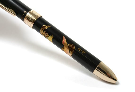 Ручка многофункциональная Platinum Double Action R3, роспись Маки-э «Окунь и сова»