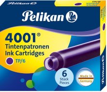 Картридж для ручек перьевых Pelikan INK 4001 TP/6, фиолетовый, 6 шт