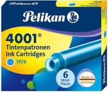Картридж для ручек перьевых Pelikan INK 4001 TP/6, бирюзовый, 6 шт