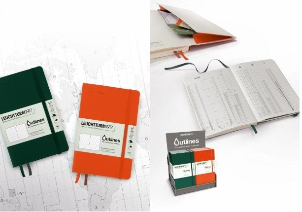 Записная книжка Leuchtturm Outlines B6 (в точку), 89 стр., 150 г/м2, мягкая обложка, ярко-оранжевый