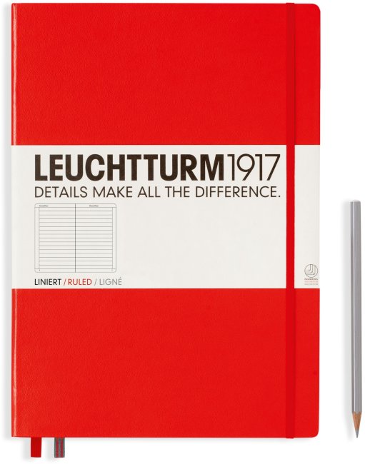 Записная книжка Leuchtturm Master A4+ (в линейку), 235 стр., твердая обложка, красная Записная книжка Leuchtturm Master A4+ (в линейку), 235 стр., твердая обложка, красная