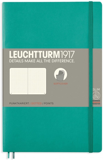 Записная книжка Leuchtturm Paperback В6+ (в точку), 123 стр., мягкая обложка, изумрудная