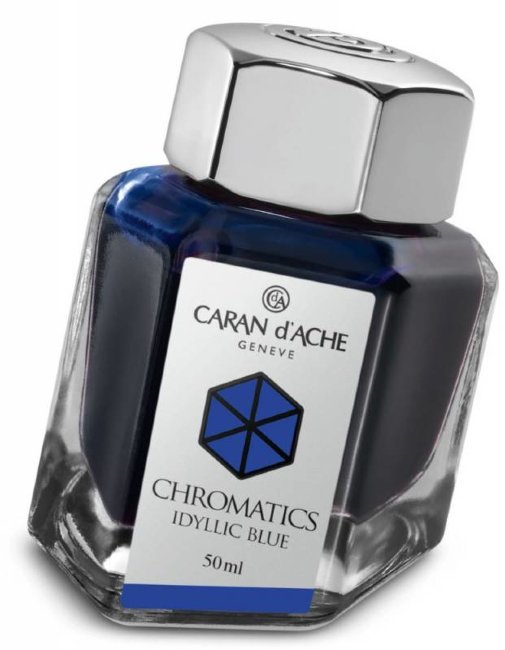 Флакон с чернилами Carandache CHROMATICS Iddyllic Blue (50мл), синий Флакон с чернилами Carandache CHROMATICS Iddyllic Blue (50мл), синий
