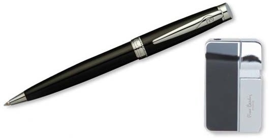 Набор Pierre Cardin шариковая ручка Luxor и пьезо зажигалка черный лак, хром Набор Pierre Cardin шариковая ручка Luxor и пьезо зажигалка черный лак, хром