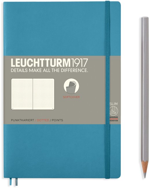 Записная книжка Leuchtturm Paperback В6+ (в точку), 123 стр., мягкая обложка,  нордически-синяя